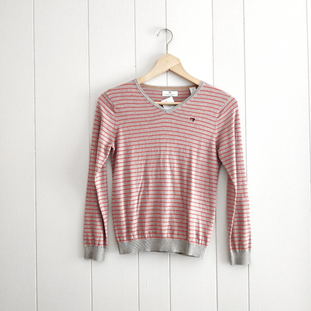 NWT Scotch & Soda Striped V-Neck Knit Sweater